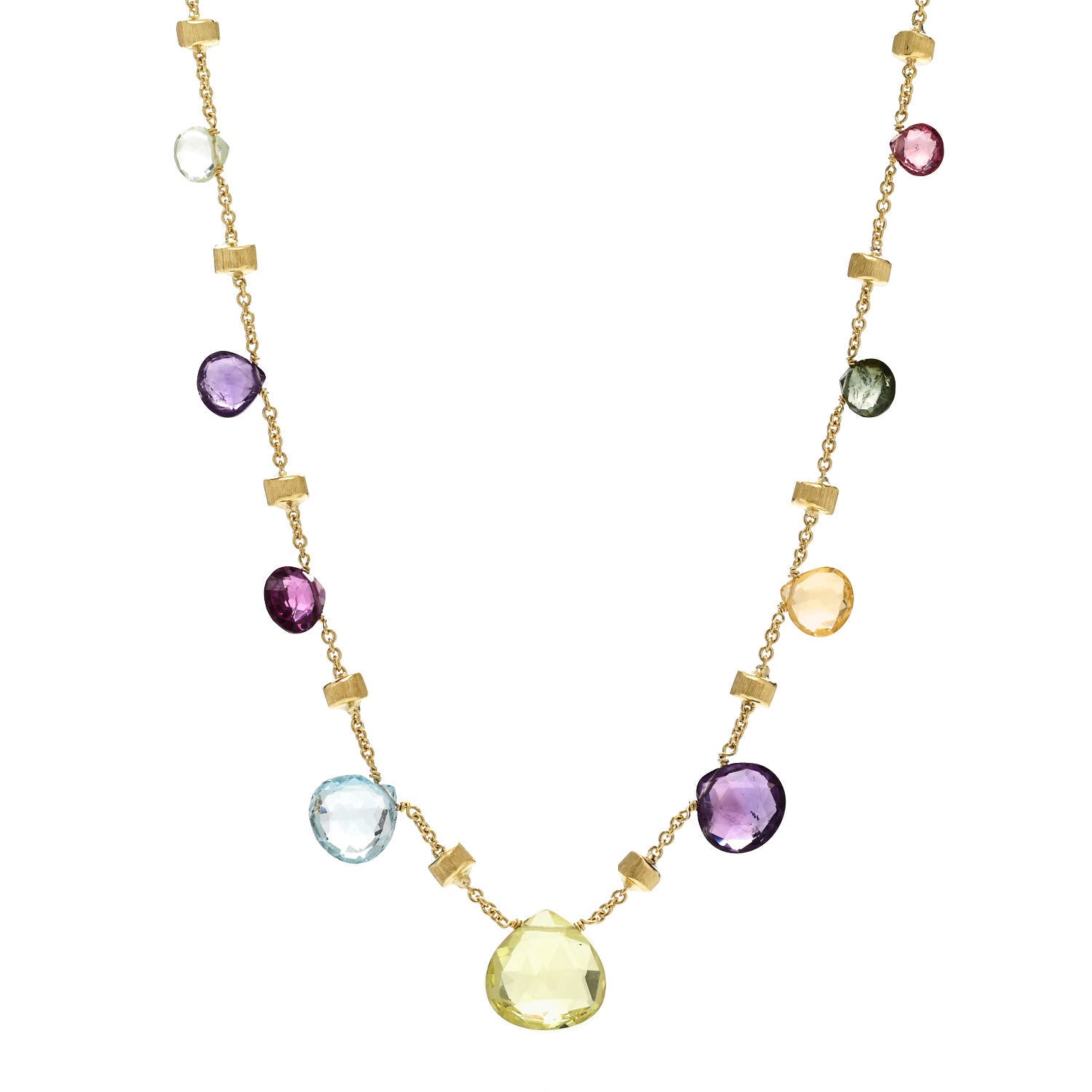 Marco Bicego 18K Yellow Gold Multi Gemstone Paradise Station Necklace 1 of 5