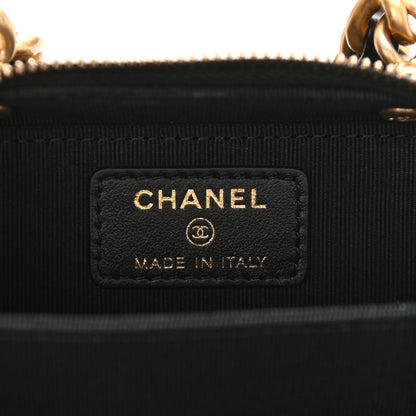 Chanel Lambskin Quilted Mini Lacquered Chain Clutch Black 6 of 11