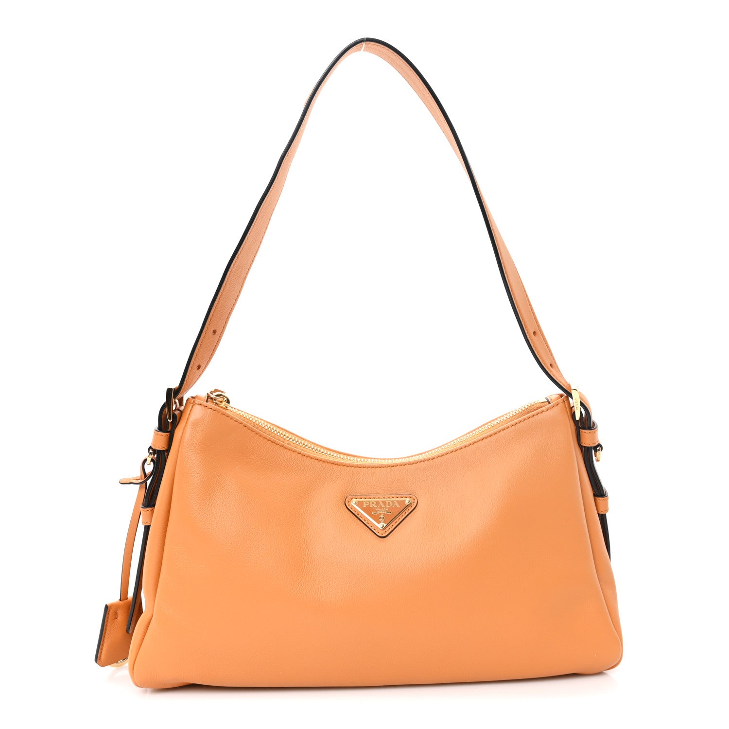 Prada Soft Calfskin Medium Aimee Shoulder Bag Caramel 1 of 9