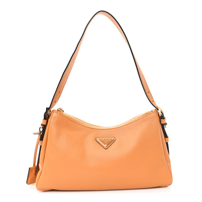 Prada Soft Calfskin Medium Aimee Shoulder Bag Caramel 1 of 9