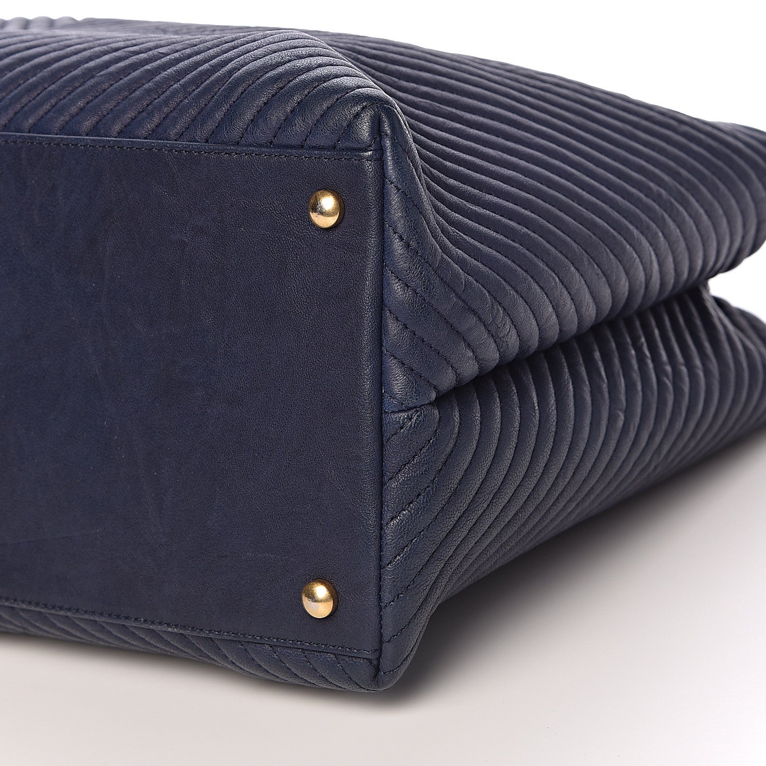 Chanel Wrinkled Lambskin Chevron Quilted Large Surpique Tote Navy Blue 9 of 10