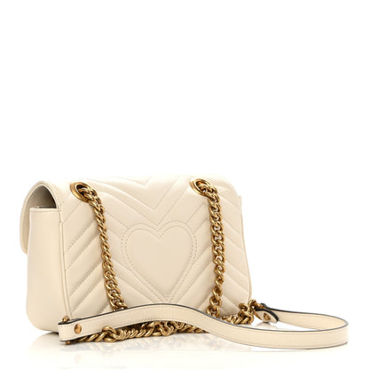 Gucci Calfskin Matelasse Mini GG Marmont Shoulder Bag White 3 of 11