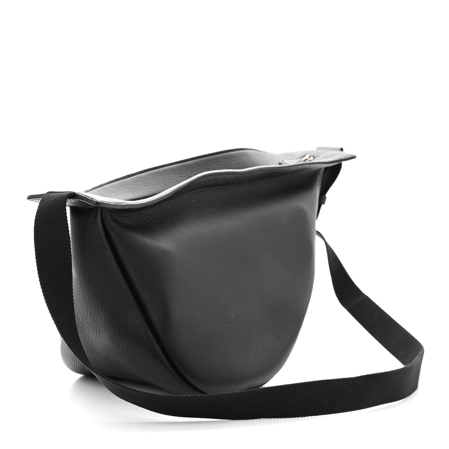 Grained Calfskin Large Slouchy Banana Bag Black