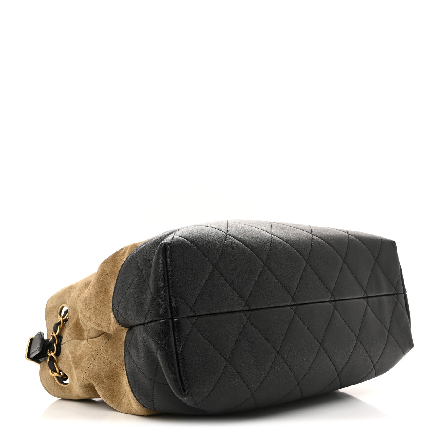 Chanel Suede Calfskin Shiny Lambskin Quilted Small Coco Base Shopping Bag Beige Black 4 of 10