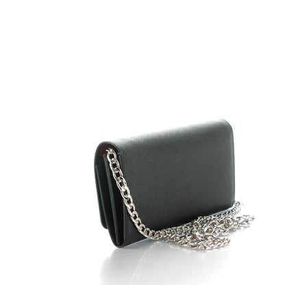Prada Saffiano Bi-Color Wallet On Chain Nero Black Fuoco 3 of 7