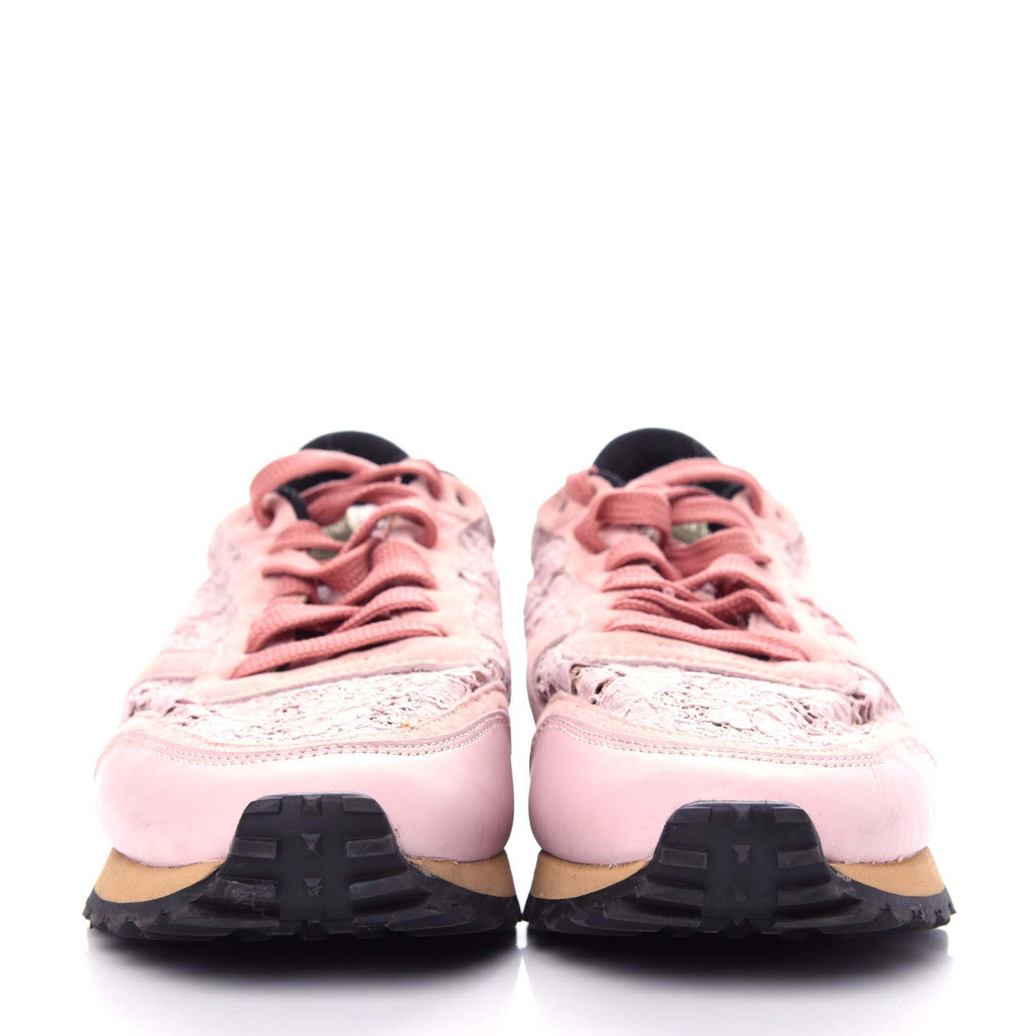 Valentino Garavani Macrame Lace Suede Womens Rockrunner Sneakers 41 Water Rose Multicolor 2 of 10