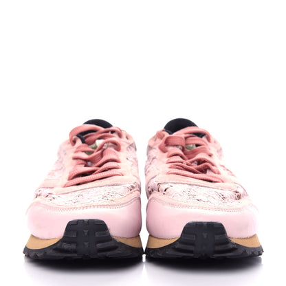 Valentino Garavani Macrame Lace Suede Womens Rockrunner Sneakers 41 Water Rose Multicolor 2 of 10