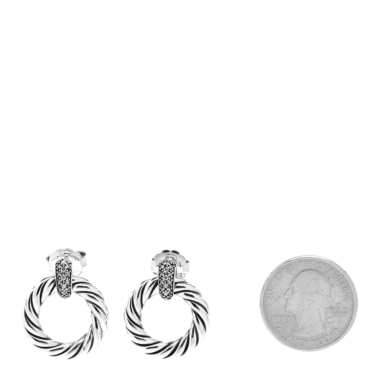 Sterling Silver Diamond Metro Crossover Hoop Earrings