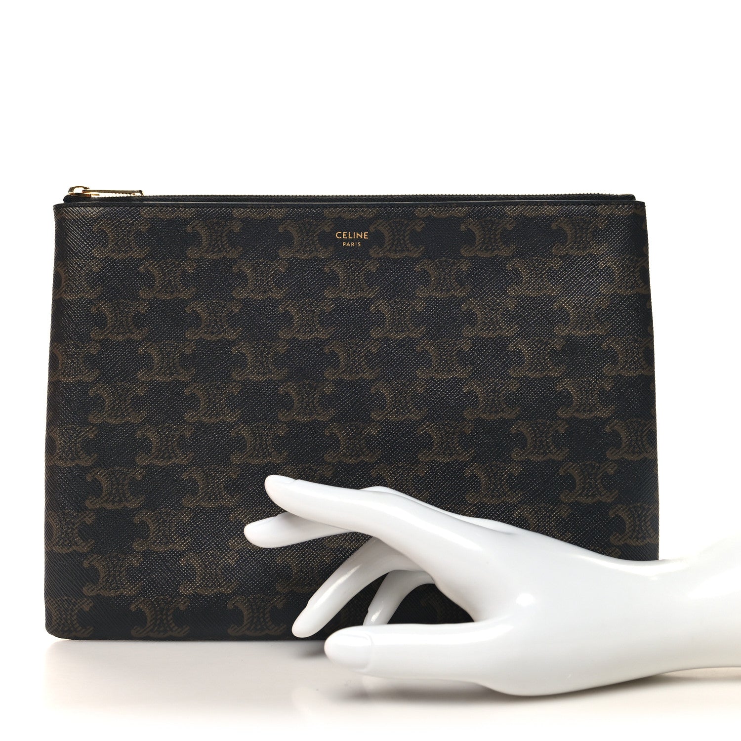 Celine Triomphe Canvas Pouch Black 2 of 10