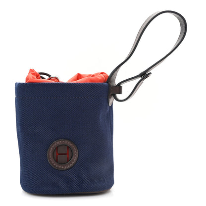 Hermes Coated Canvas On-the-Go Dog Pouch Navy 1 of 8