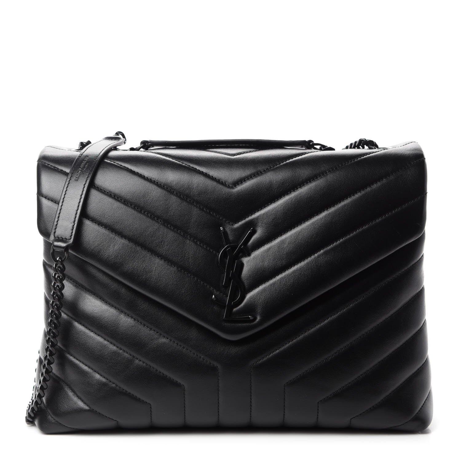 Saint Laurent Calfskin Y Quilted Monogram Medium Loulou Chain Satchel Black 1 of 12