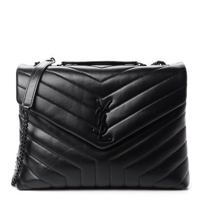 Saint Laurent Calfskin Y Quilted Monogram Medium Loulou Chain Satchel Black 1 of 12
