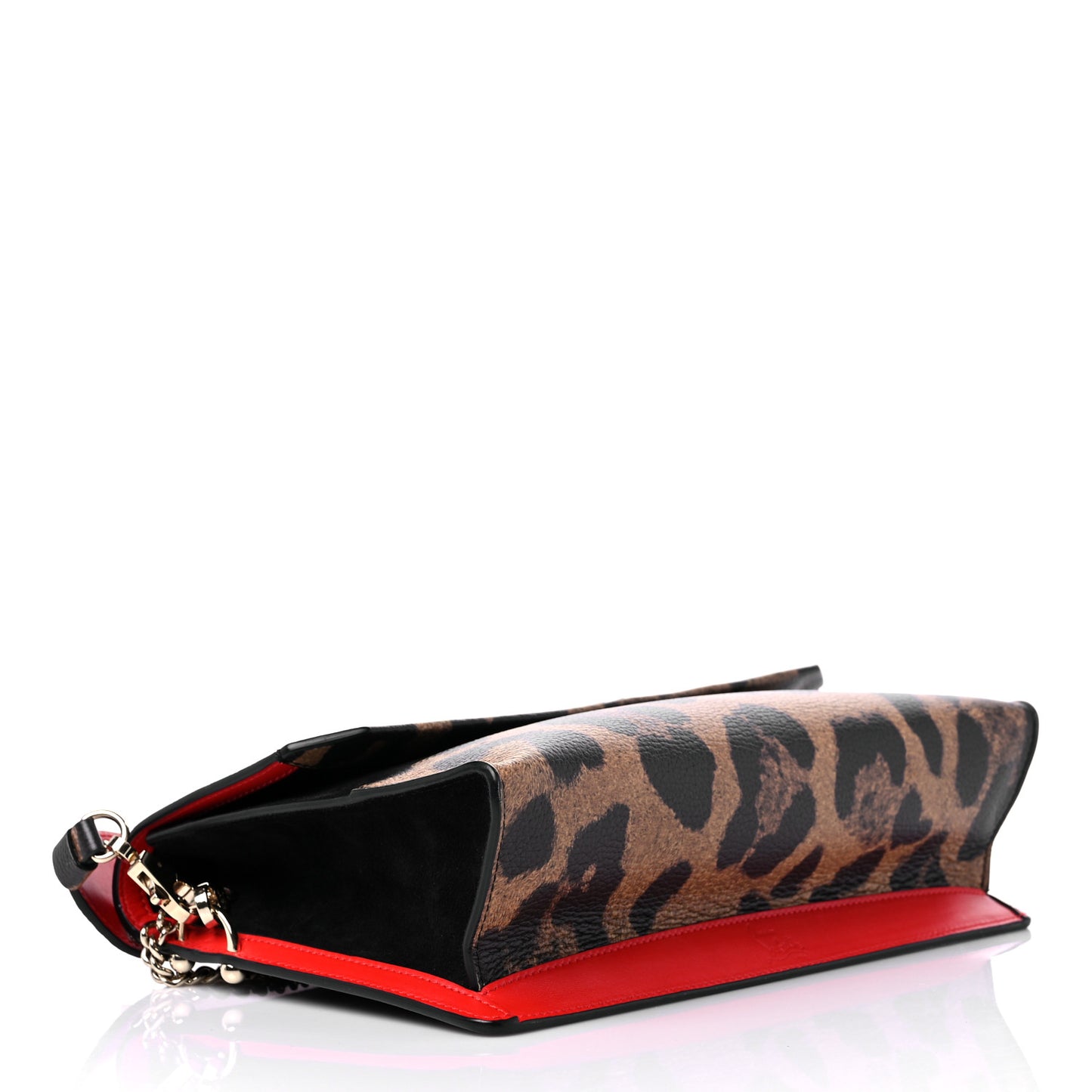 Calfskin Leopard Print Loubiblues Paris Clutch Bag Brown