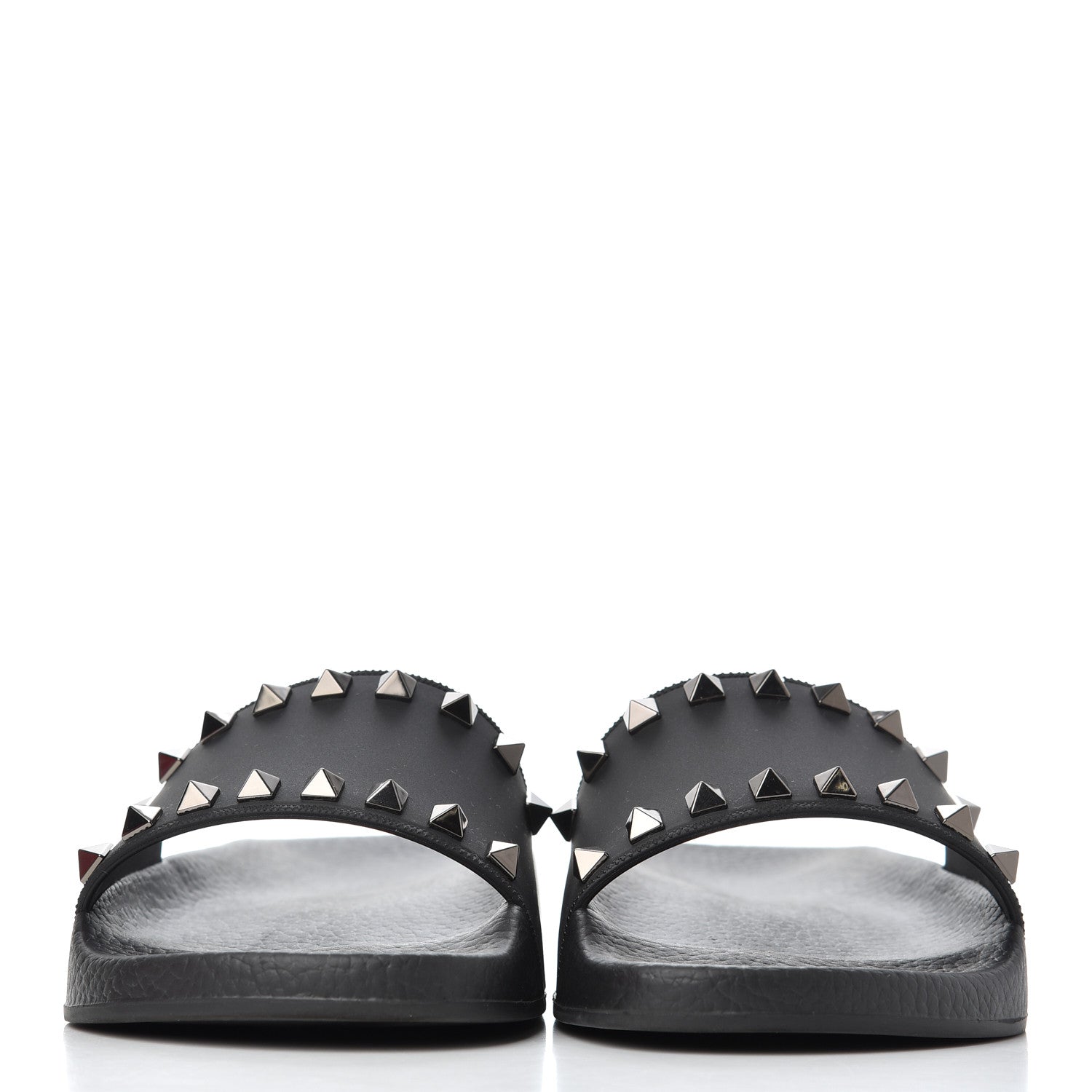 Valentino Garavani Rubber Rockstud Slide Sandals 36 Black 2 of 10