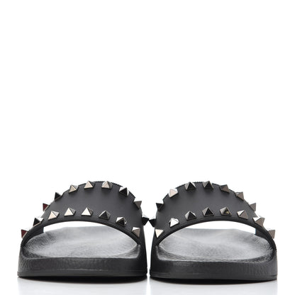 Valentino Garavani Rubber Rockstud Slide Sandals 36 Black 2 of 10
