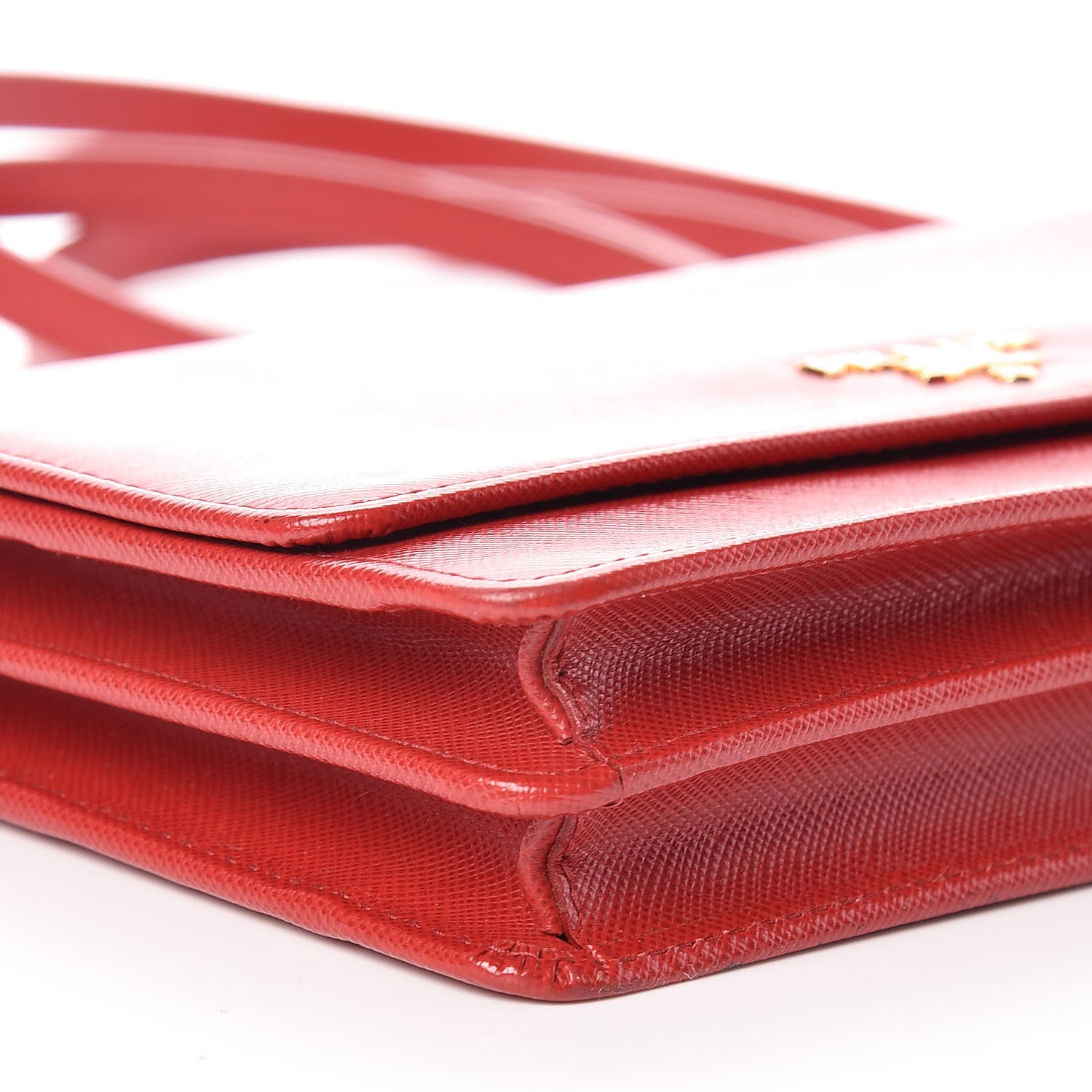 Prada Saffiano Metal Flap Wallet With Strap Fuoco 7 of 9