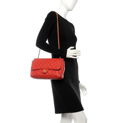 Chanel Lambskin Quilted Large Now and Forever Flap Red 3 of 16