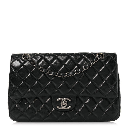 Chanel Distressed Patent Quilted Medium Double Flap Black 2 of 24