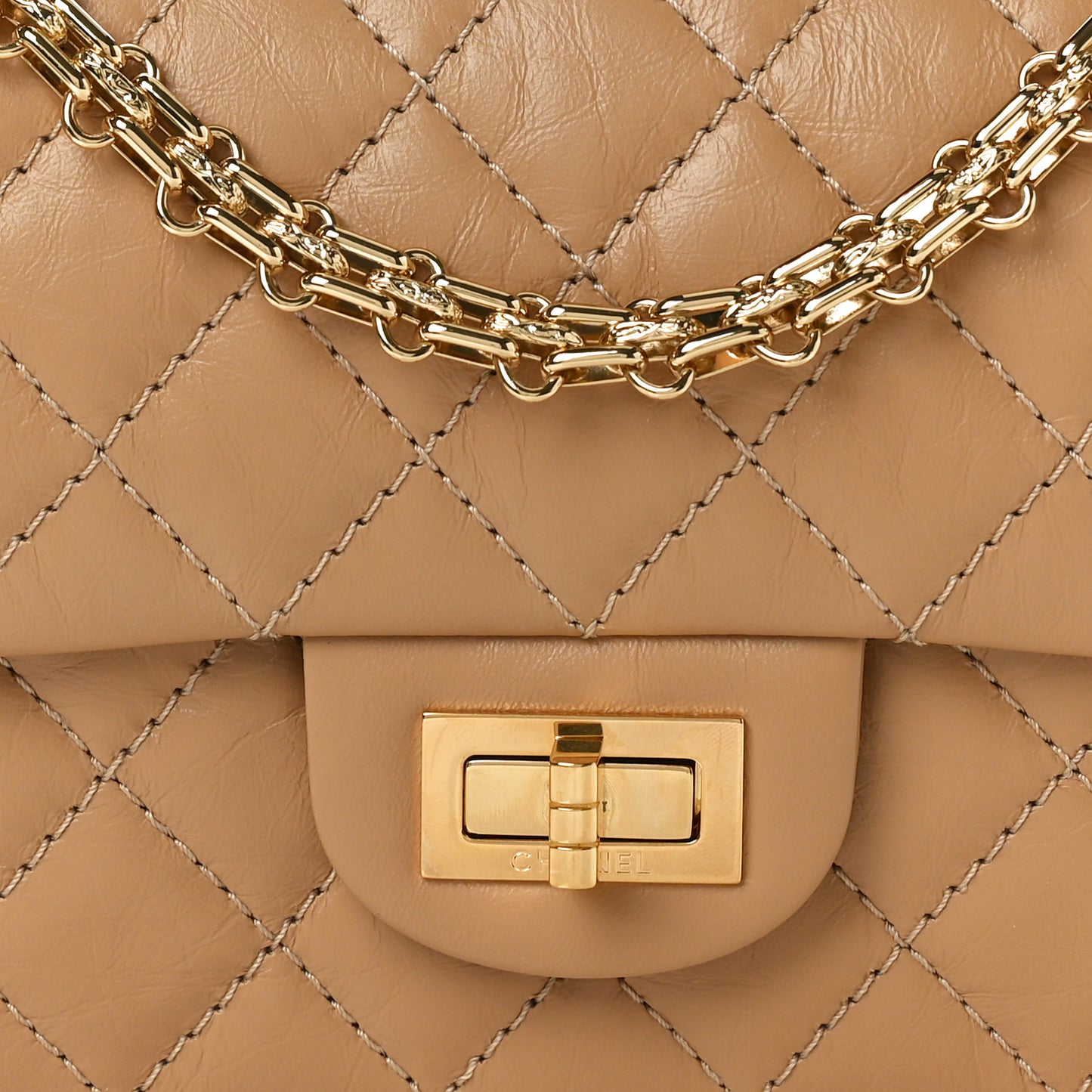 Aged Calfskin Quilted 2.55 Reissue Mini Flap Beige