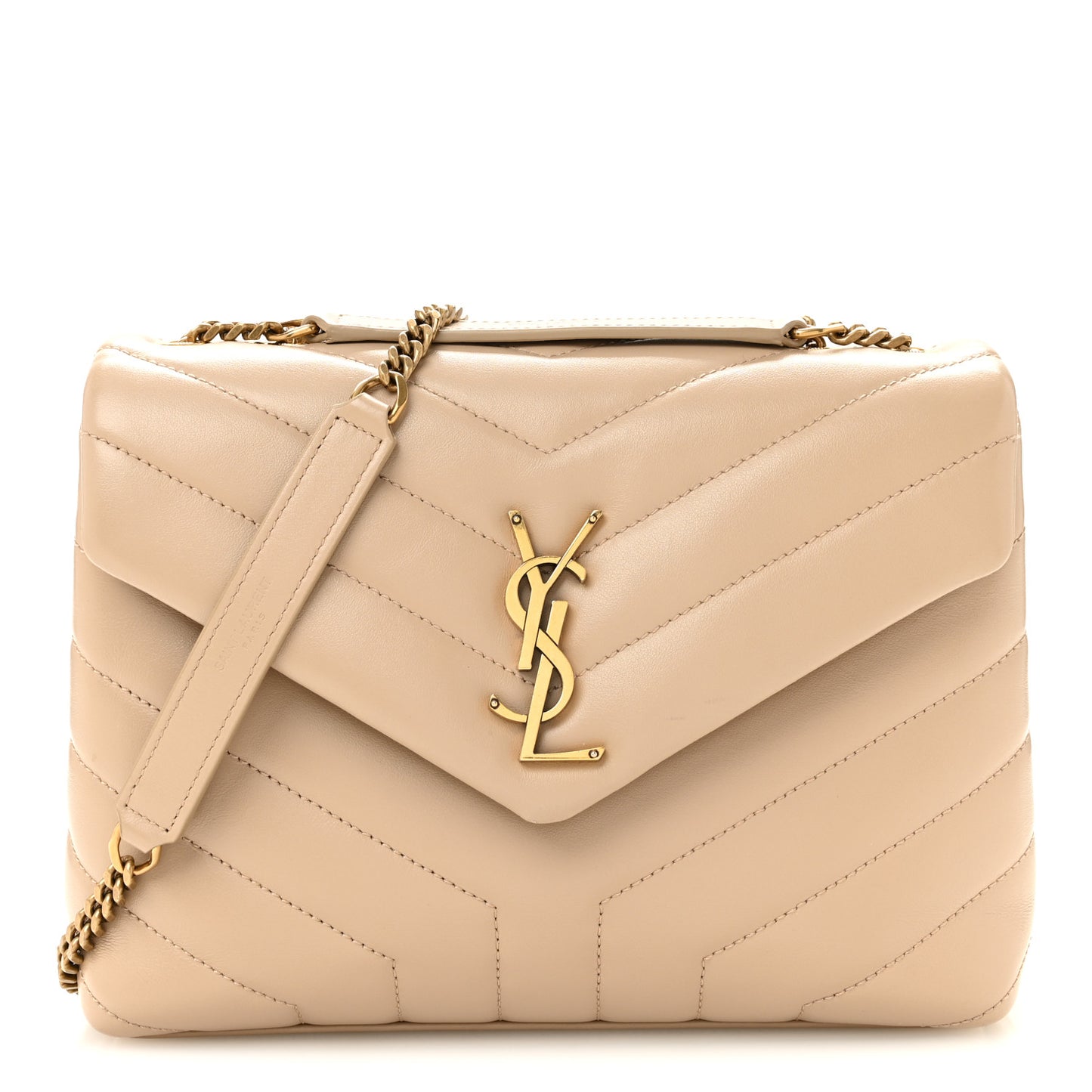 Calfskin Y Quilted Monogram Small Loulou Crossbody Bag Dark Beige