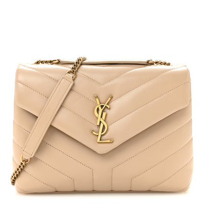 Saint Laurent Calfskin Y Quilted Monogram Small Loulou Crossbody Bag Dark Beige 1 of 14