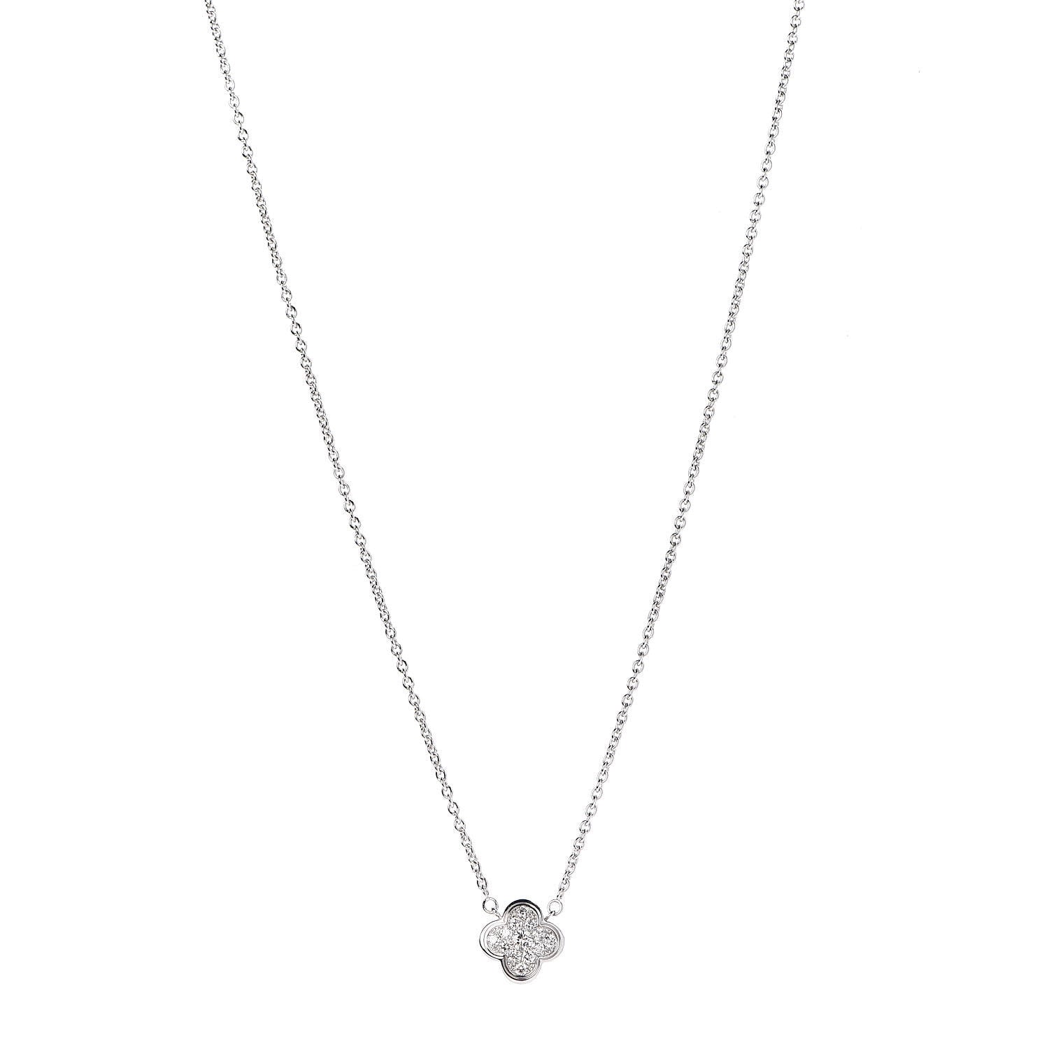 Van Cleef & Arpels 18K White Gold Diamond Pure Alhambra Pendant Necklace 1 of 8
