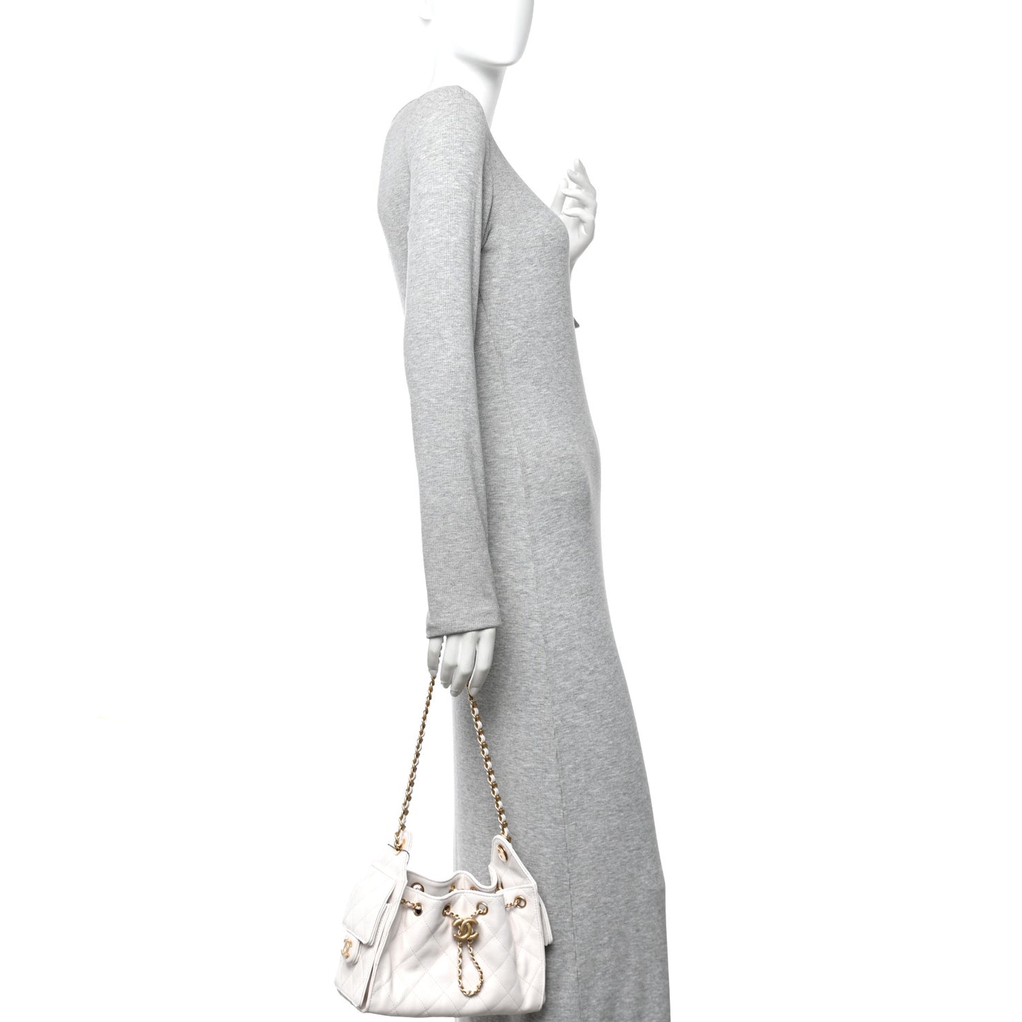 Caviar Quilted Mini Chanel 25 Handbag White