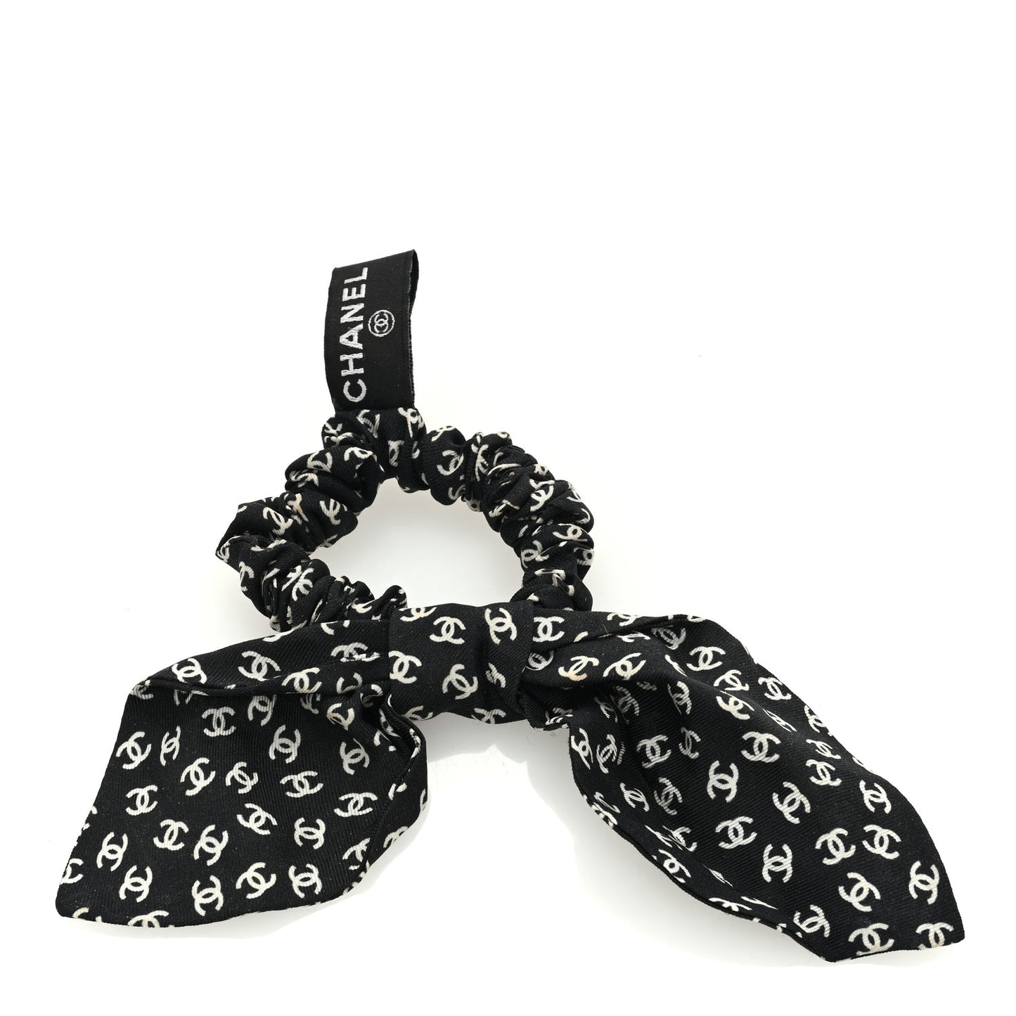 Silk Twill CC Scarf Hair Tie Black White