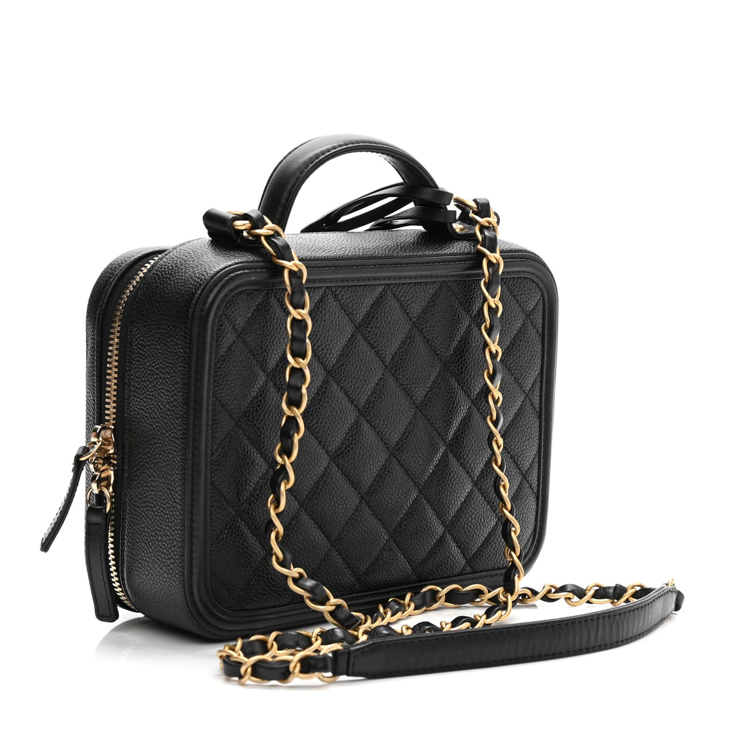 Caviar Quilted Medium CC Filigree Vanity Case Black
