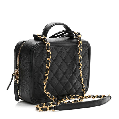Chanel Caviar Quilted Medium CC Filigree Vanity Case Black 3 of 12