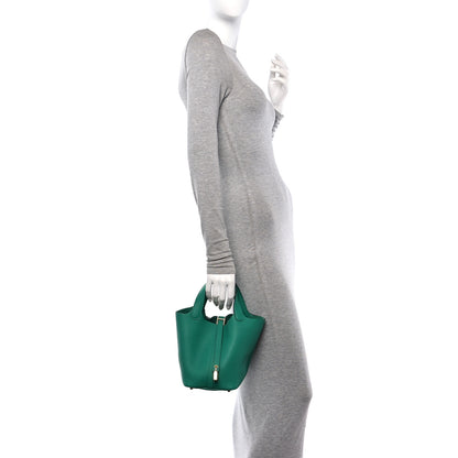 Hermes Taurillon Clemence Picotin Lock 18 PM Vert Jade 3 of 11
