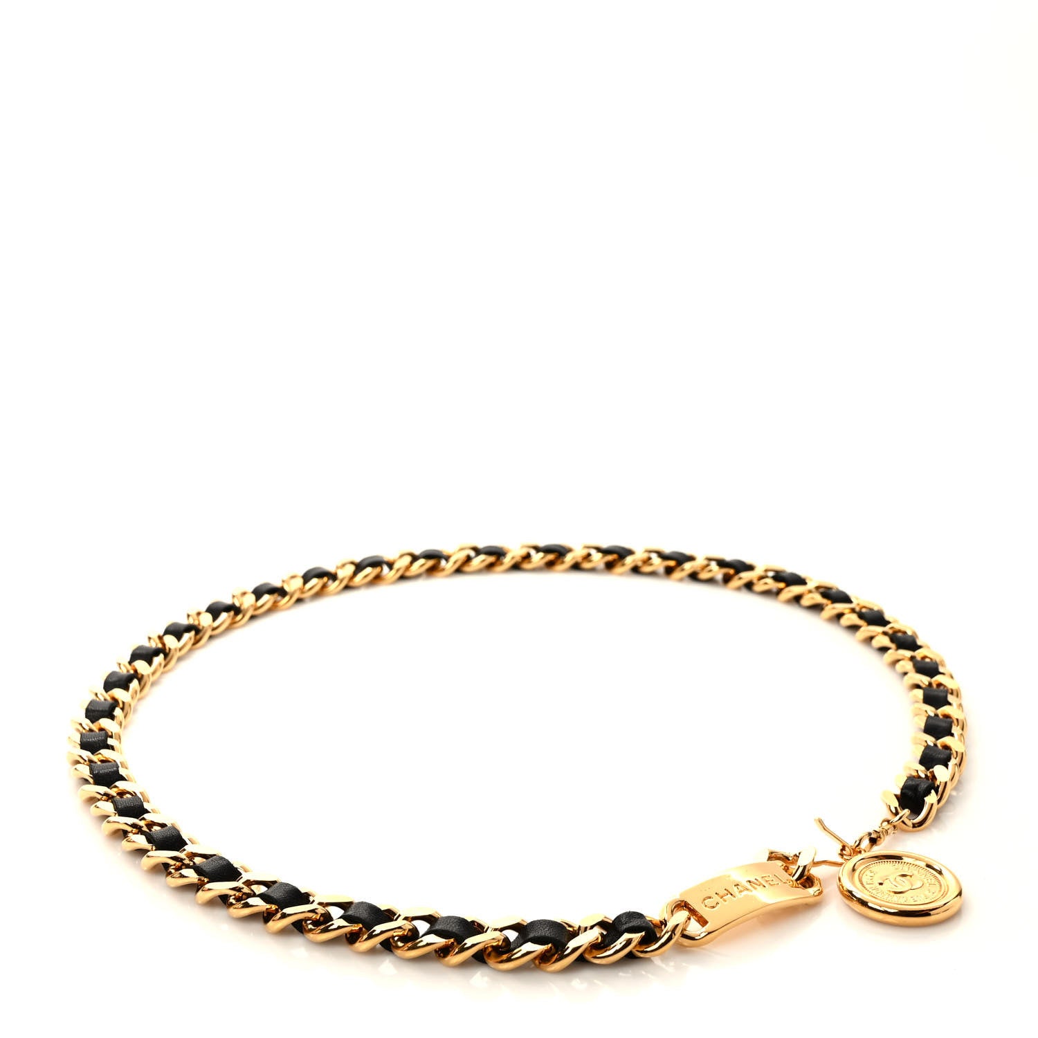 Chanel Lambskin Chain CC Medallion Belt Black Gold 1 of 4