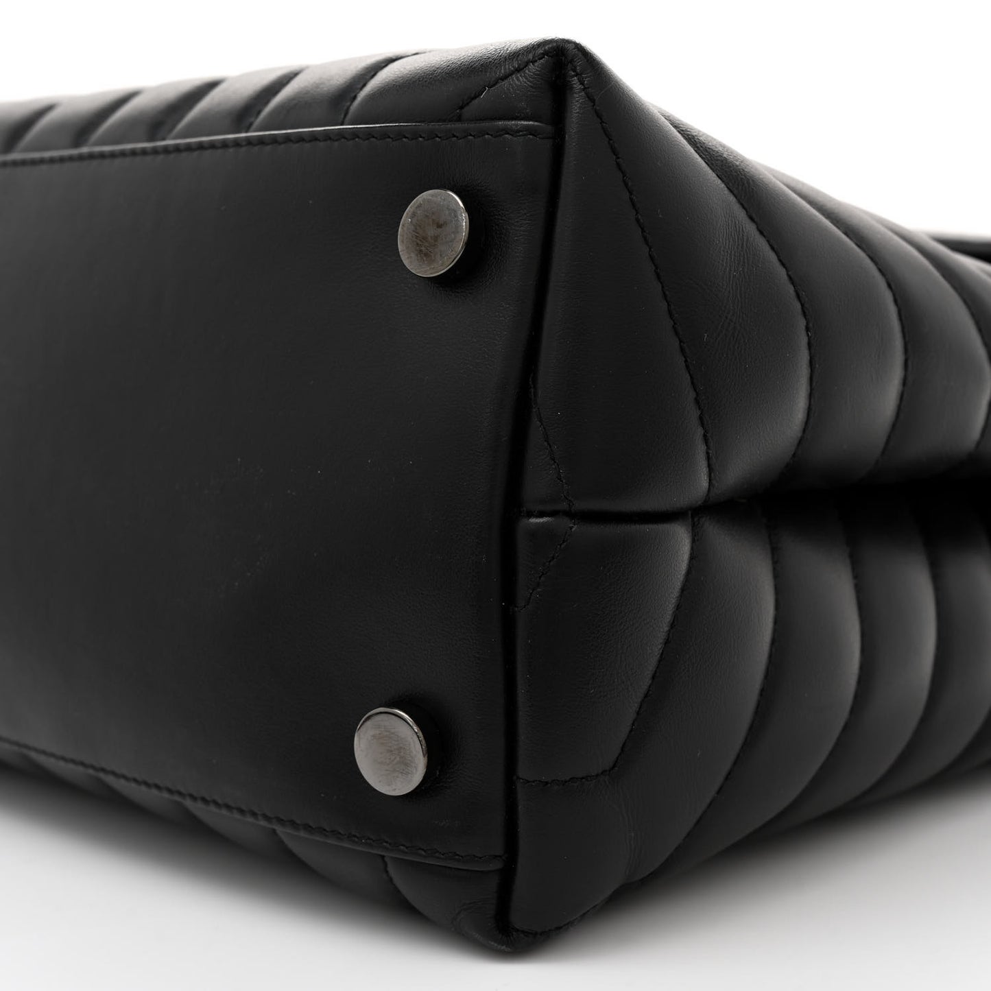 Calfskin Y Quilted Monogram Monochrome Large Loulou Chain Satchel Black