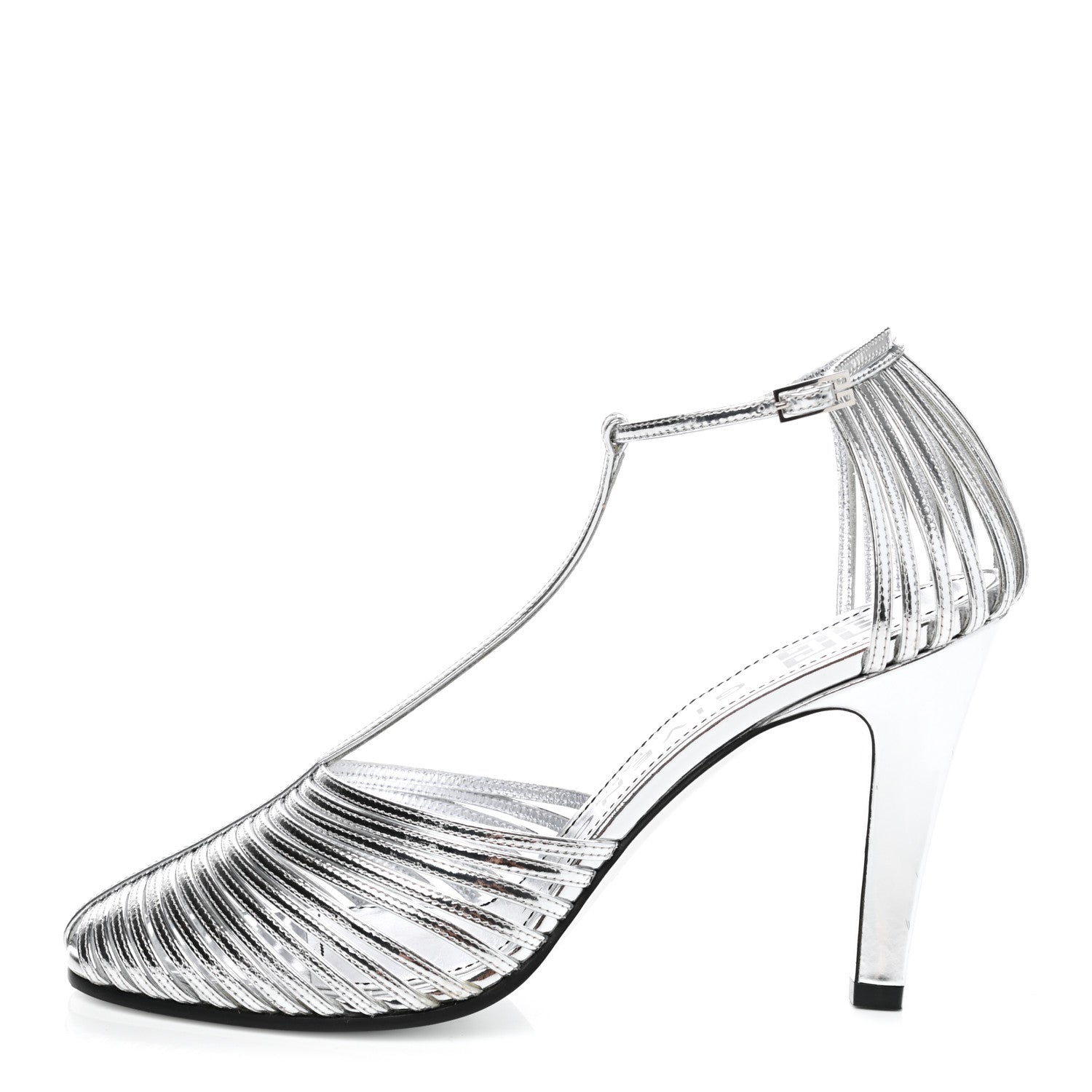 Givenchy Metallic Calfskin Look Book Cage Sandals 38 Silver 1 of 9