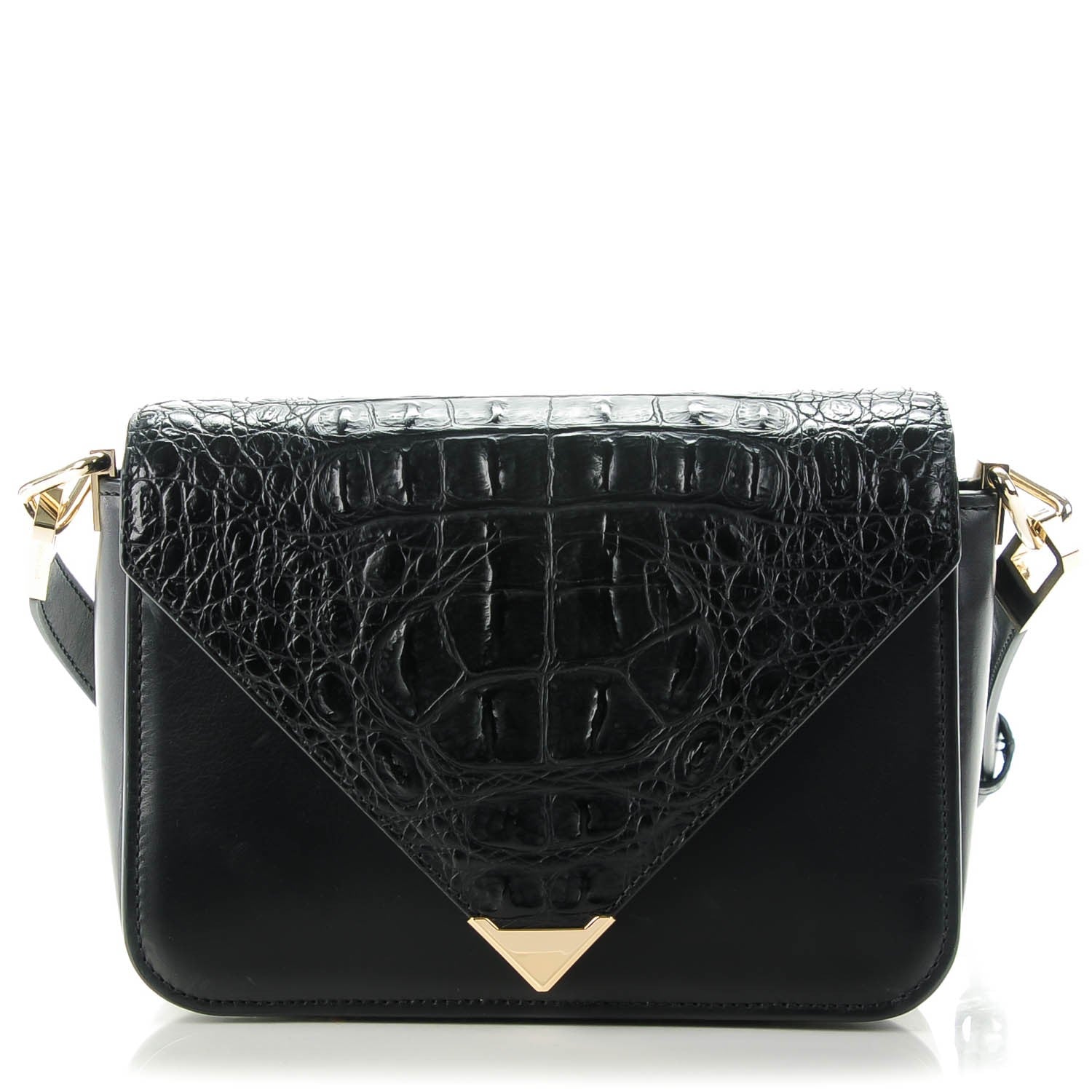 Alexander Wang Alligator Calfskin Embossed Prisma Envelope Crossbody Black 1 of 7
