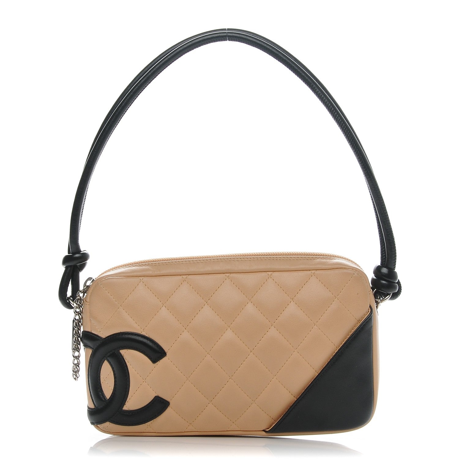 Chanel Calfskin Quilted Cambon Pochette Beige Black 1 of 7
