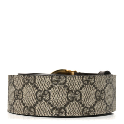 Gucci GG Supreme Monogram Plutone Calfskin Enamel Interlocking G 40mm Belt 120 48 Beige Ebony New Acero 2 of 4