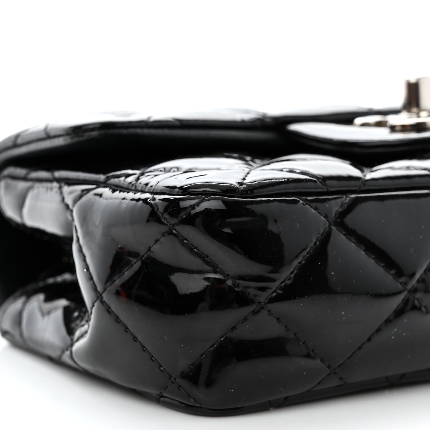 Chanel Patent Calfskin Quilted Extra Mini Rectangular Flap Black 9 of 10