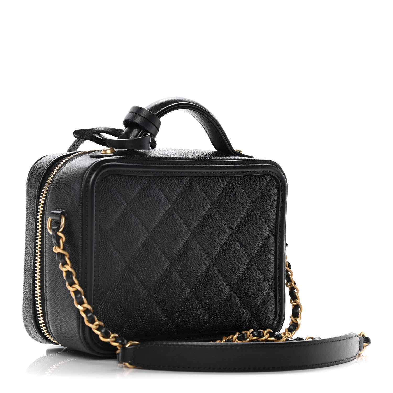 Chanel Caviar Quilted Small CC Filigree Vanity Case Black 3 of 12