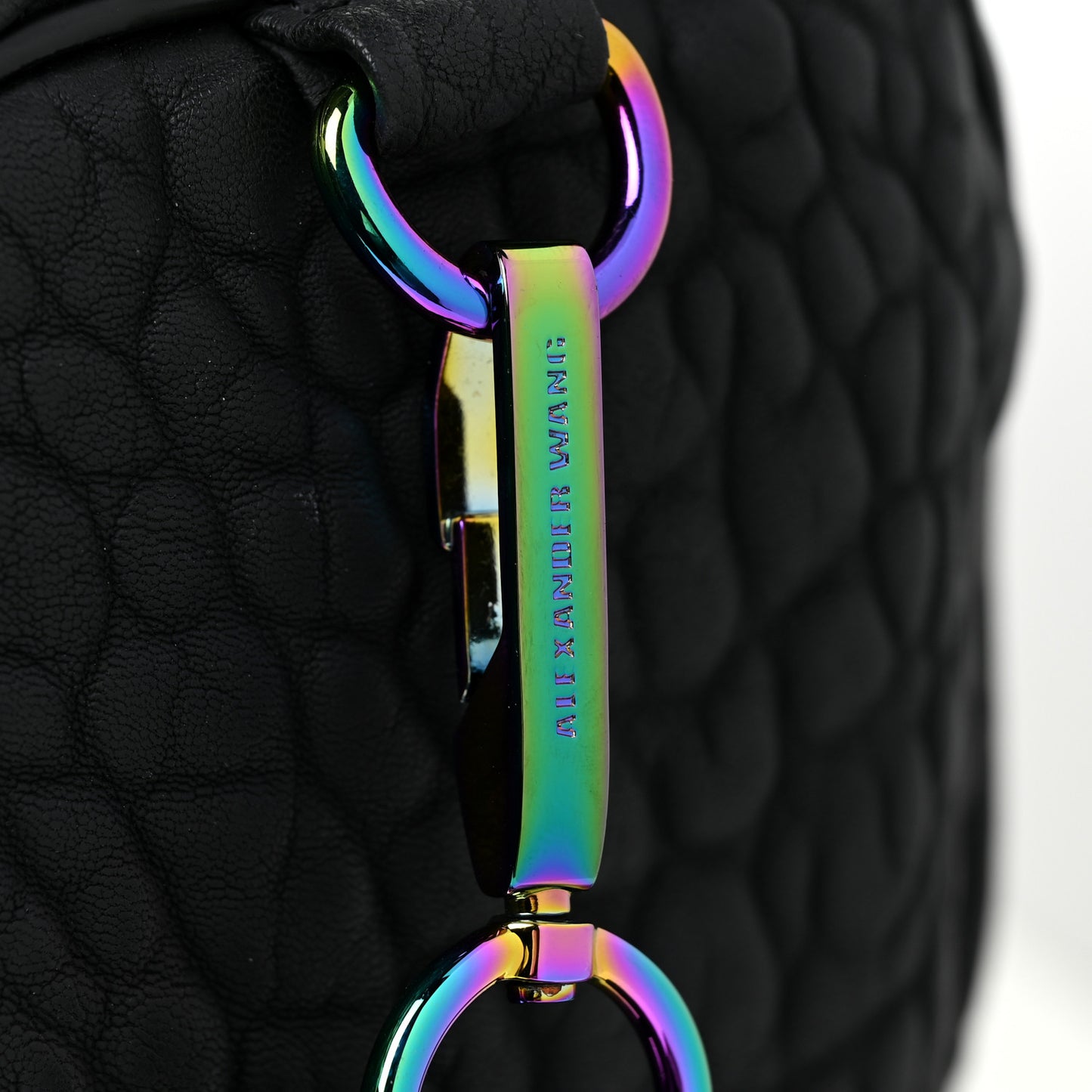 Pebbled Lambskin Rockie Black Iridescent Hardware