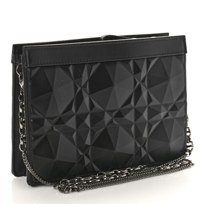 Christian Dior Calfskin Macrocannage Diamond Caro Zipped Pouch With Chain Black 3 of 8