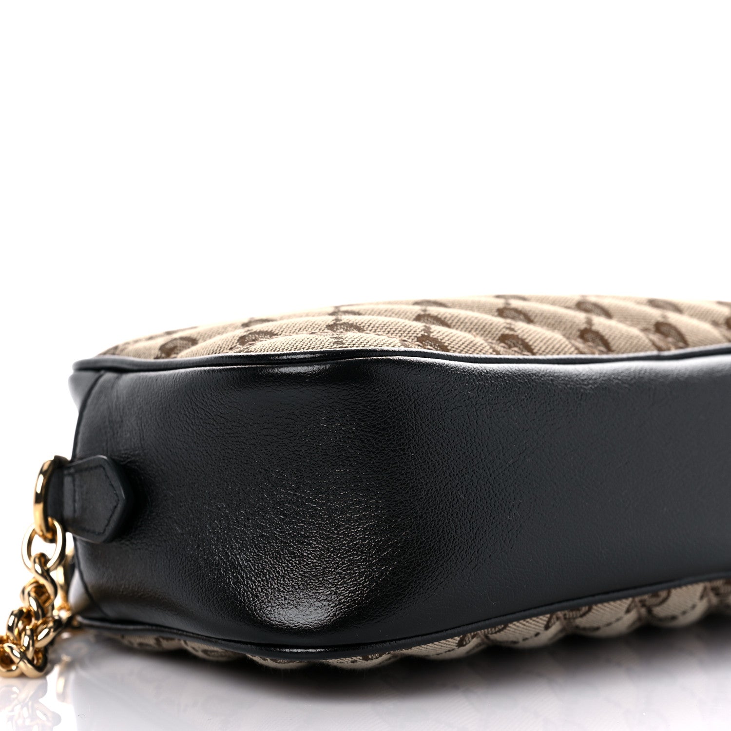 Gucci Monogram Matelasse Diagonal Small GG Marmont Chain Shoulder Bag Beige Black 9 of 11
