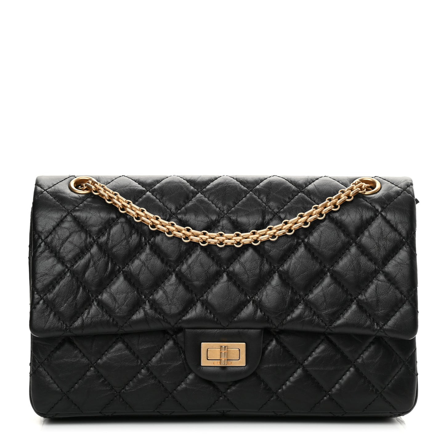 Aged Calfskin Quilted 2.55 Reissue 226 Flap Black