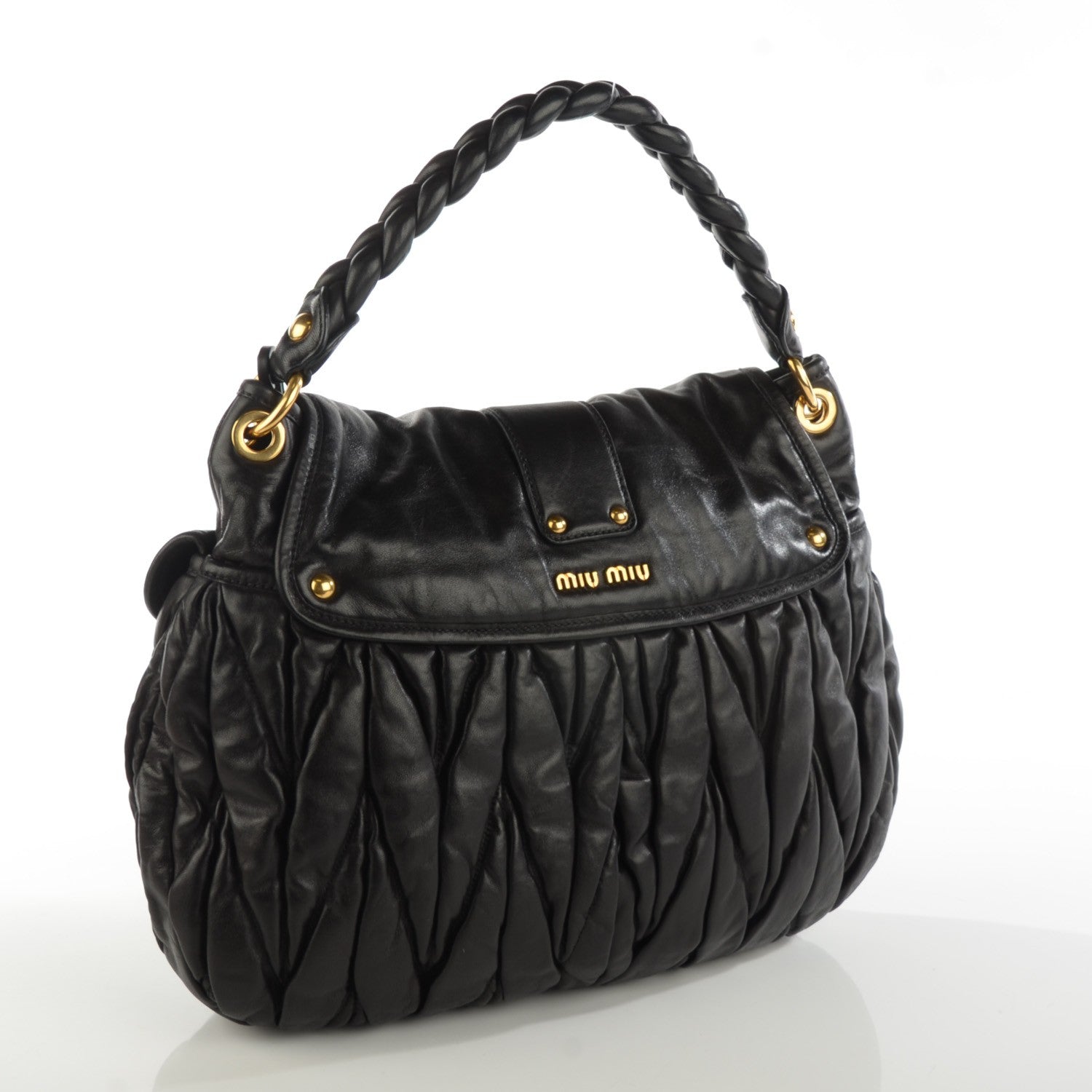 Miu Miu Nappa Matelasse Coffer Hobo Black 3 of 8