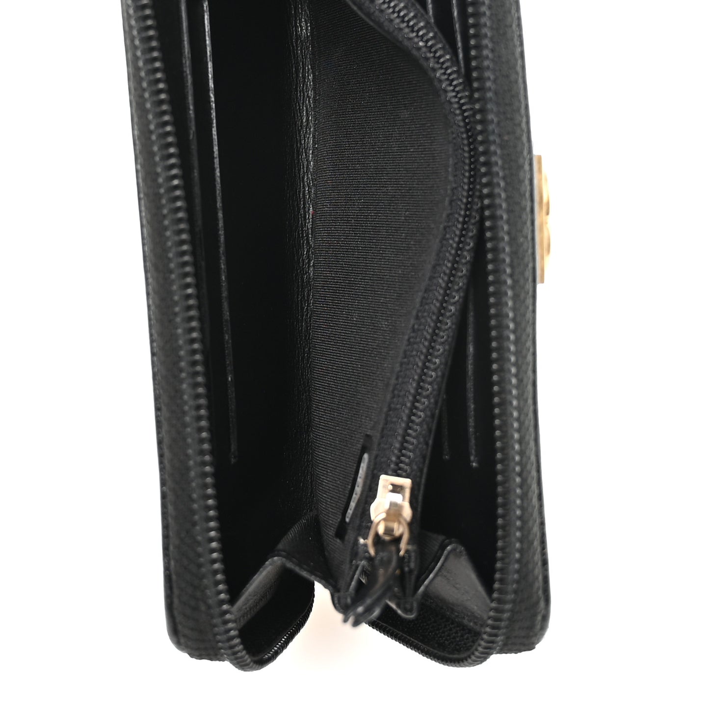 Caviar Quilted Small Boy Zip Around Wallet Black
