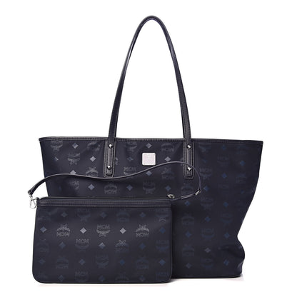 MCM Nylon Monogram Medium Dieter Shopper Tote Navy 1 of 10