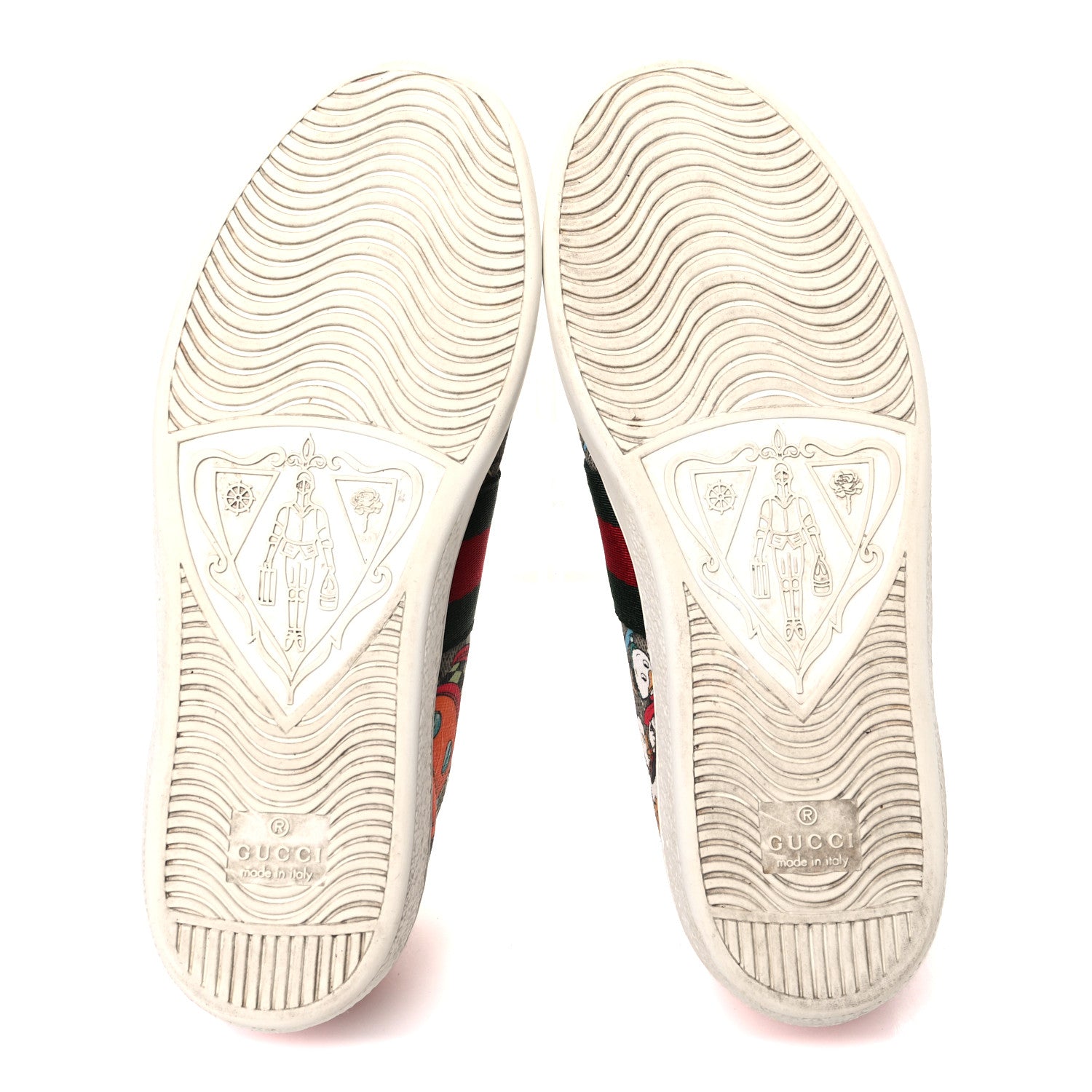 Gucci X DISNEY GG Supreme Monogram Web Donald Duck Womens Ace Sneakers 35 Beige New Acero Orange 7 of 12