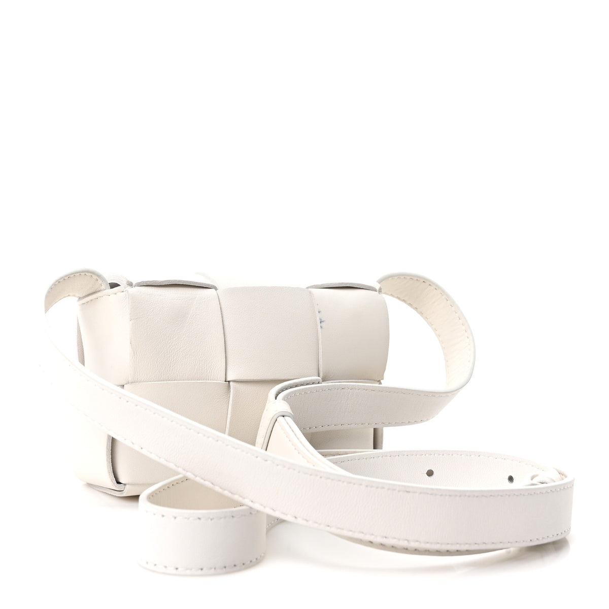 Lambskin Maxi Intrecciato Extra Mini Cassette Crossbody Bag White