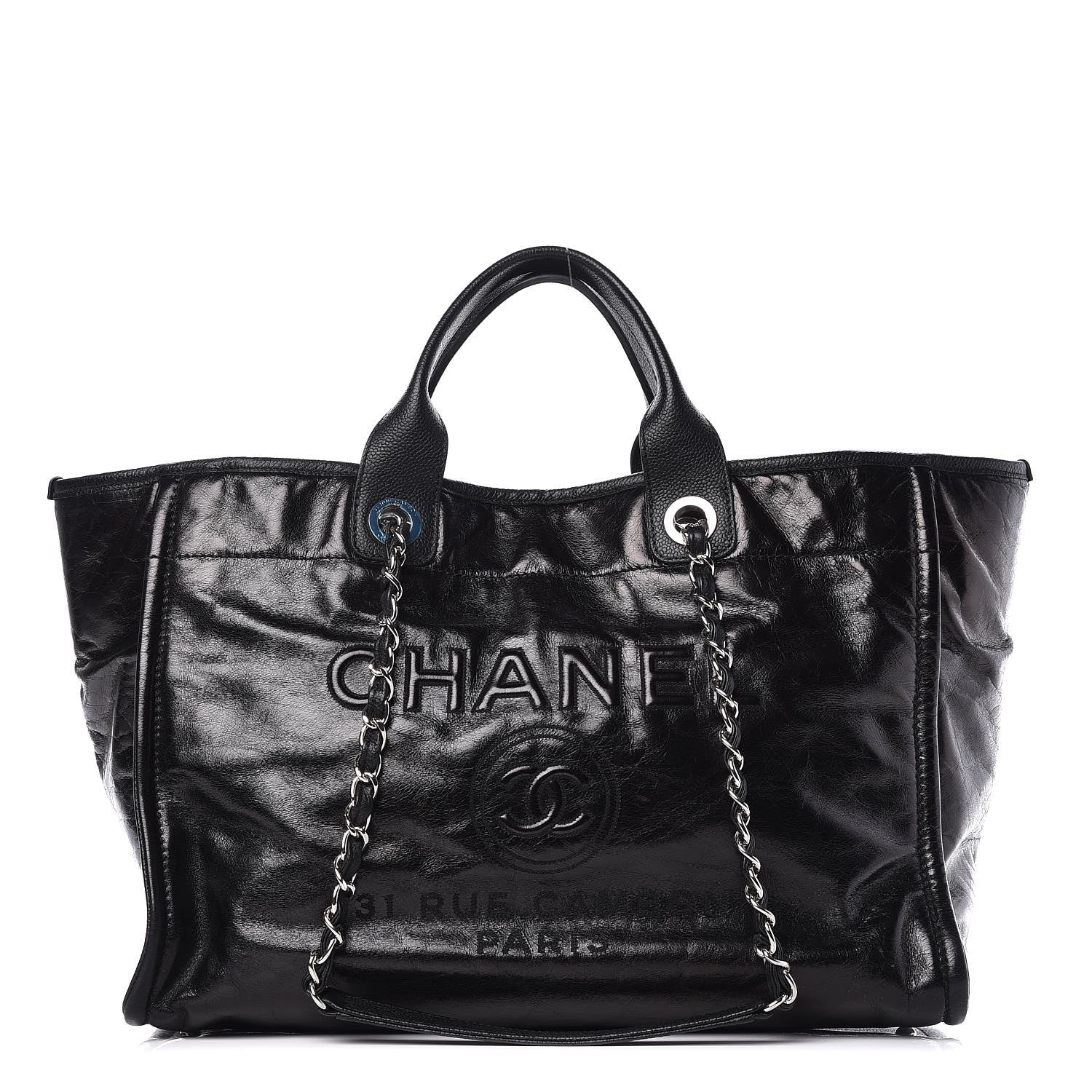 Chanel Glazed Calfskin Large Deauville Tote Black 1 of 10
