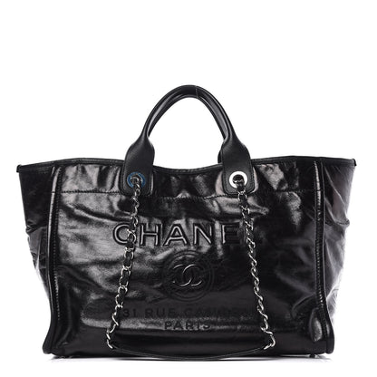 Chanel Glazed Calfskin Large Deauville Tote Black 1 of 10